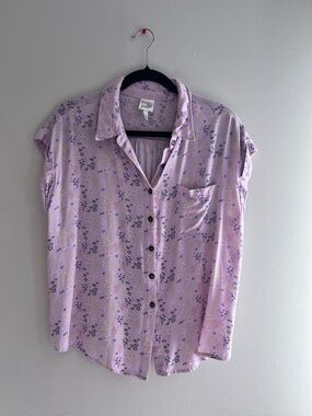 Joie Lavender Floral Button-Front Blouse